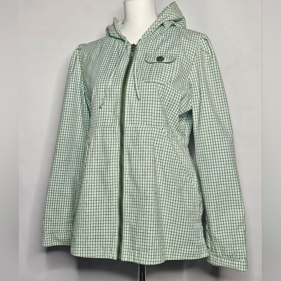 Roxy Green Checkered Jacket with Adjustable waist Size Large - Picture 1 of 8